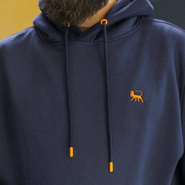 Model wearing the Lébrett Grove Hoodie in Navy